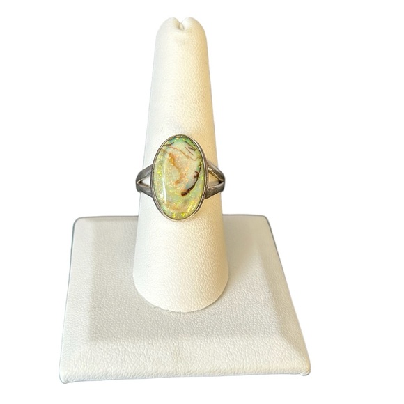 New Solid Sterling Silver Monarch Opal Gemstone Ring - Picture 5 of 7